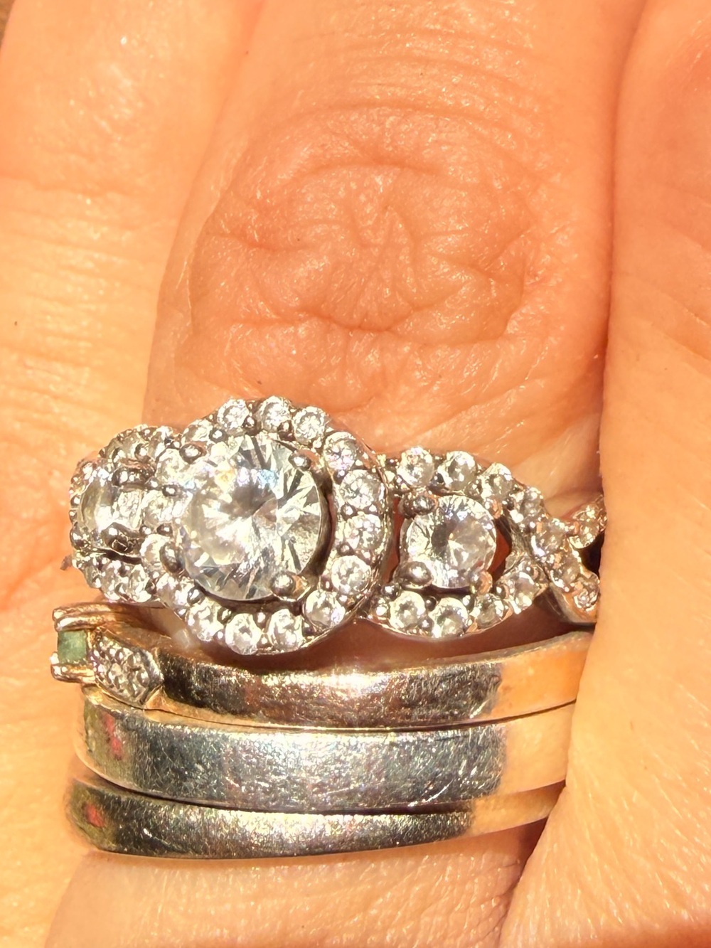 White Gold Clear, Gemstone 8kt Gold Ring Sz7.5